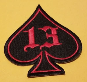 Ace Spade Number 13 Patch Biker Patch approx 3.25X3.75" - Picture 1 of 2