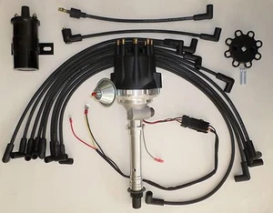 Small Cap CHEVY CORVETTE Tach Drive BLACK HEI Distribuidor + 45K Bobina + cables sobre - Imagen 1 de 6