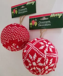 Christmas Ornaments Sweater Balls 3.7” w Hanging Loops 1/Pk Select: Design - Picture 1 of 4