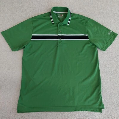IZOD PFX Cool-FX Mens Medium Green Striped Short Sleeve Polo Golf Shirt - Image 1 of 4