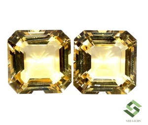 Coppia pietre preziose taglio Asscher quarzo naturale champagne certificato 15x15 mm 29,30 CTS - Foto 1 di 7
