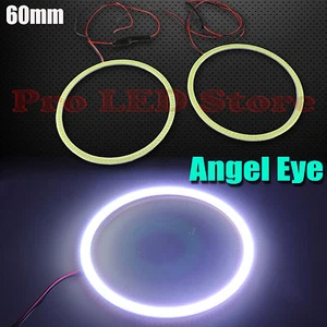 2x Angel Eyes COB Halo Ring White 60mm LED Light Headlight Fog Housing - Picture 1 of 2