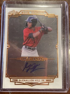 2019 Leaf Trinity GLENALLEN HILL JR CLEAR ACETATE RC ON-CARD AUTO DBACKS - Picture 1 of 2