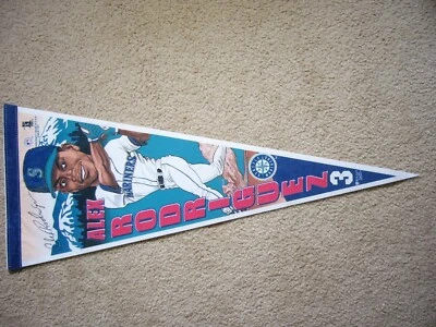 1990 WINCRAFT ALEX RODRIGUEZ #3 SEATTLE MARINERS MLB BANDERÍN DE BÉISBOL AFILADO!! Foto 1 de 4