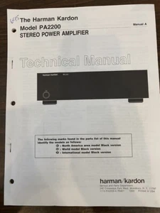Manual de Servicio HARMAN KARDON PA2200 PA-2200 *ORIGINAL* LIBRO O PDF - ENVÍO GRATUITO - Imagen 1 de 1