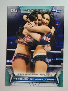 2019 Topps WWE Women's Division #85 THE IICONICS DEF. ASUKA & NAOMI - Picture 1 of 2