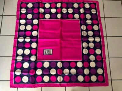 Bufanda Norell de Colección Posh Bold DOTS Diseñador Mediados de Siglo ROSA Púrpura SEDA 34" Foto 1 de 4