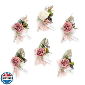 Ling's Moment Boutonniere for Men, 6pcs Groom Groomsmen Boutonniere, Artifici - Picture 1 of 5
