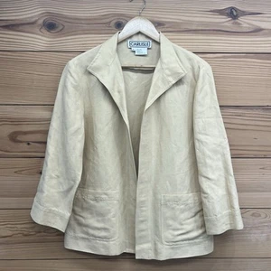 Carlisle Jacket Womens 4 Linen Cotton Buttery Yellow Open Front Pockets LS B130 - Picture 1 of 12