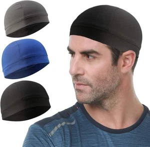 3 Pack Cooling Skull Cap Helmet Liner Sweat Medium, Black,royal Blue,grey - Picture 1 of 7