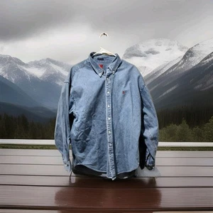 Vintage Norsport Denim Yacht Shirt XL Made In Hong Kong Heavy 100 Cotton Long  - Picture 1 of 6