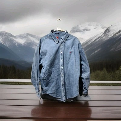 Vintage Norsport Denim Yacht Shirt XL Made In Hong Kong Heavy 100 Cotton Long  - Image 1 of 4
