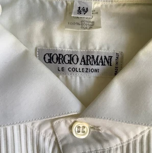 Vintage Giorgio Armani Le Collezioni Herren Smoking Weiß Hemd Größe 14,5 / 37 Gefleckt - Bild 1 von 11