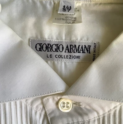 Vintage Giorgio Armani Le Collezioni Mens Tux White Shirt Size 14 1/2 37 Italy - Image 1 of 4