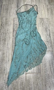 Sean Collection Aqua/Babyblue Beaded 100% Silk Formal Dress - Picture 1 of 9