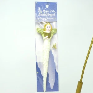 Ángel de la Guarda Ángel de Hielo Navidad 6.5" Adorno con Pin de Ángel Chapado en Oro 14k - Imagen 1 de 4