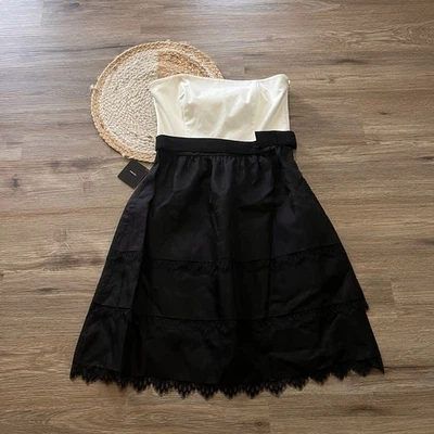 Vestido de renda sem alças de seda White House Black Market novo com etiquetas varejo $178 LEIA DES - Imagem 1 de 4