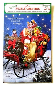 NEW Vintage Hallmark “The Muppets & Sleigh Ride” Christmas Holiday Puzzle Card - Picture 1 of 2