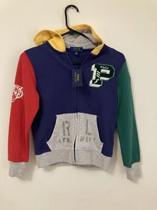 Neu mit Etikett Vintage Polo Ralph Lauren Grafik Hoodie SMALL Gr. 8 Jacke Jungen 1990er Patch - Bild 1 von 12