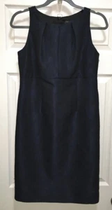JUST TAYLOR Round Neck Blue Black Jacquard S/L Sheath Dress NEW Womens Sz 8 - Picture 1 of 5