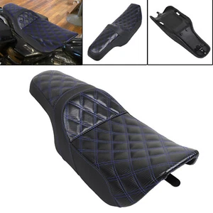 Blue Stitching Front Driver Rear Passenger Seat For Harley Road King FLHR 97-07 - Picture 1 of 17