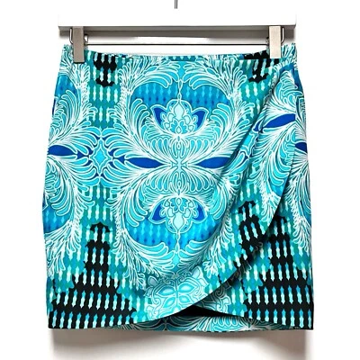 Falda envolvente de tulipán drapeada BEBE NUEVA CON ETIQUETAS TALLA 00 XXS azul Y2K NDS Resort vacaciones playa Foto 1 de 4