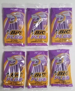 6 maquinillas de afeitar BIC Plus para mujer paquetes de 10 60 afeitadoras años 90 descontinuadas nuevas de stock Lanolin E - Imagen 1 de 5