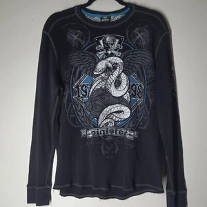 Y2K Sinister Thermo Langarm Grafik Shirt Herren XL MMA Elite Style Grunge - Bild 1 von 7