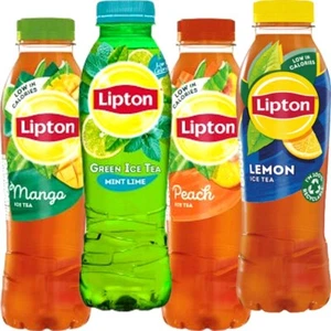LIPTON ICE TEA - LEMON, PEACH, GREEN TEA SLEEK ,Mint & Lime FLAVOURS Drink 500ml - Picture 1 of 7