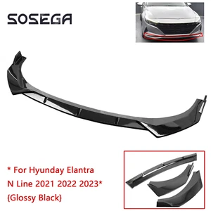 For Hyunday Elantra N Line 2021-2023丨3Pcs Front Bumper Lip Splitter Glossy Black - Foto 1 di 10