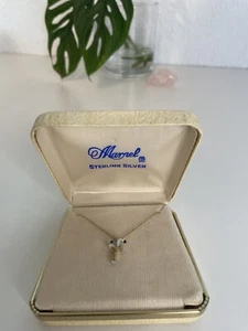 Vintage Marnel Sterling Silver Crucifix pendant necklace NIB 18" goldtone chain - Picture 1 of 3