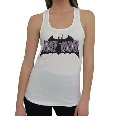 Batman Old School Logo Women's Keyhole Tank Top White - Image 1 of 4