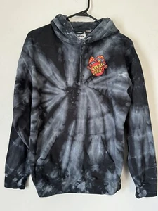 Santa Cruz Skateboards Tie Die Colortone Mushroom Hoodie Black/Grey S EXC Trip - Picture 1 of 3