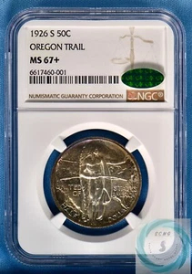 1926-S Oregon Trail 50c NGC MS67+ w/CAC - Vintage Classic Superb Gem+ Toner! - Picture 1 of 12