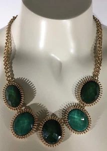 Beautifully Detailed Large Mika Green Jewel Jeweled Necklace - Photo 1/10