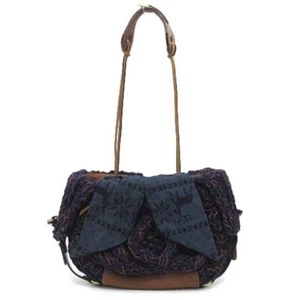 Jamin Puech shoulder tote bag with nordic ribbon navy brown Used 7bd969c5a3f6149 - Picture 1 of 6