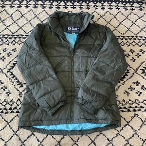 Steve & Barrys Double Down Jacket Mens L Puffer Coat Nylon Hooded Zip Pockets - Picture 1 of 6