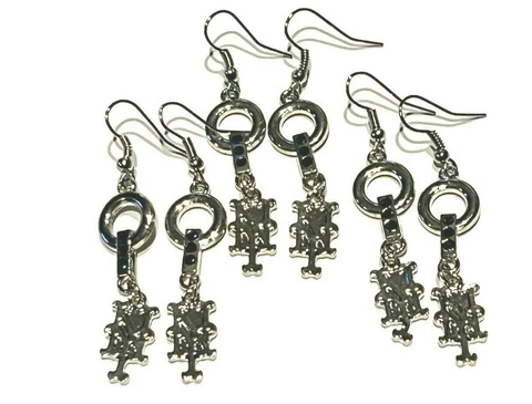 You get 3 pairs! New York Yankees Earrings with Blue Crystals Cover