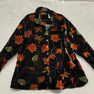 White Stag Womens 22W/24W Black Leaves Velvet Fall Autumn Harvest Thanksgiving - Picture 1 of 10