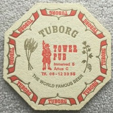 Vintage Tuborg The World Famous Beer. Tower Pub Beer Mat