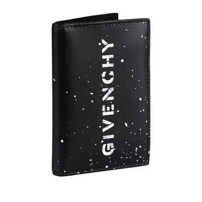 Cartera plegable Givenchy con estuche para tarjetas de cuero con logotipo blanco de cuero con salpicaduras de pintura Foto 1 de 4