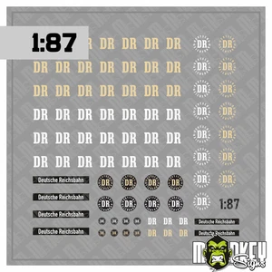 Mehrteiliges Set Deutsche Reichsbahn Beschriftung Decals DDR 1:87 Spur H0  Set B - Bild 1 von 2