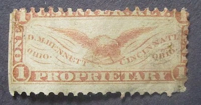 US# RS30 D M Bennett 1 cent Proprietory Medicine stamp Cincinnati Ohio - Image 1 of 2
