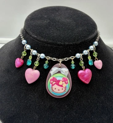 COLLAR VINTAGE TARINA TARANTINO ROSA COLGANTE HELLO KITTY CON CRISTALES Foto 1 de 4