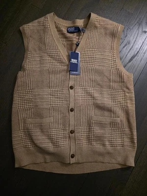 Polo Ralph Lauren Suéter Chaleco XXL Algodón Lino Mezcla Cachemira Espiga Foto 1 de 3
