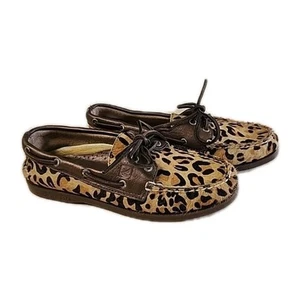 Nuevo Sperry Top-Sider Pelo de pantorrilla Estampado de leopardo Talla 7.5 Mujer’s Zapatos de barco Planos - Imagen 1 de 12