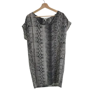 Mini Vestido de Seda Joie Talla Grande Gris Estampado de Serpiente Cuello Redondo Fluido - Imagen 1 de 10