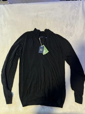 NWT Men’s FootJoy Black Size Large Half Zip Long Sleeve Casual Sweater $145 - Image 1 of 4