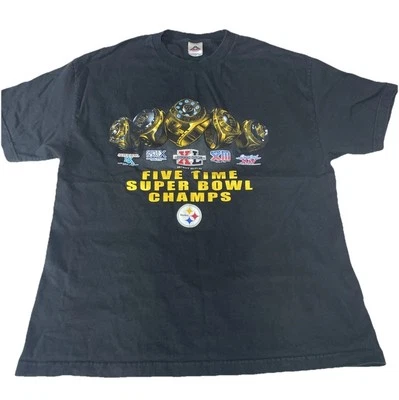 Camiseta De Colección 2006 Super Bowl Pittsburgh Steelers Champions Anillo Negro Logo XL Foto 1 de 4