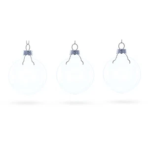 Set of 3 Clear Blown Glass Ball Ornament 2.5 - Picture 1 of 3